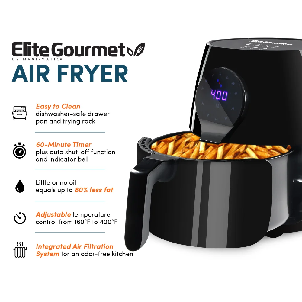

5.3 Qt. Air Fryer (black) Kitchen Accessories Oven Cuiseur Electrique Multifonction Deep