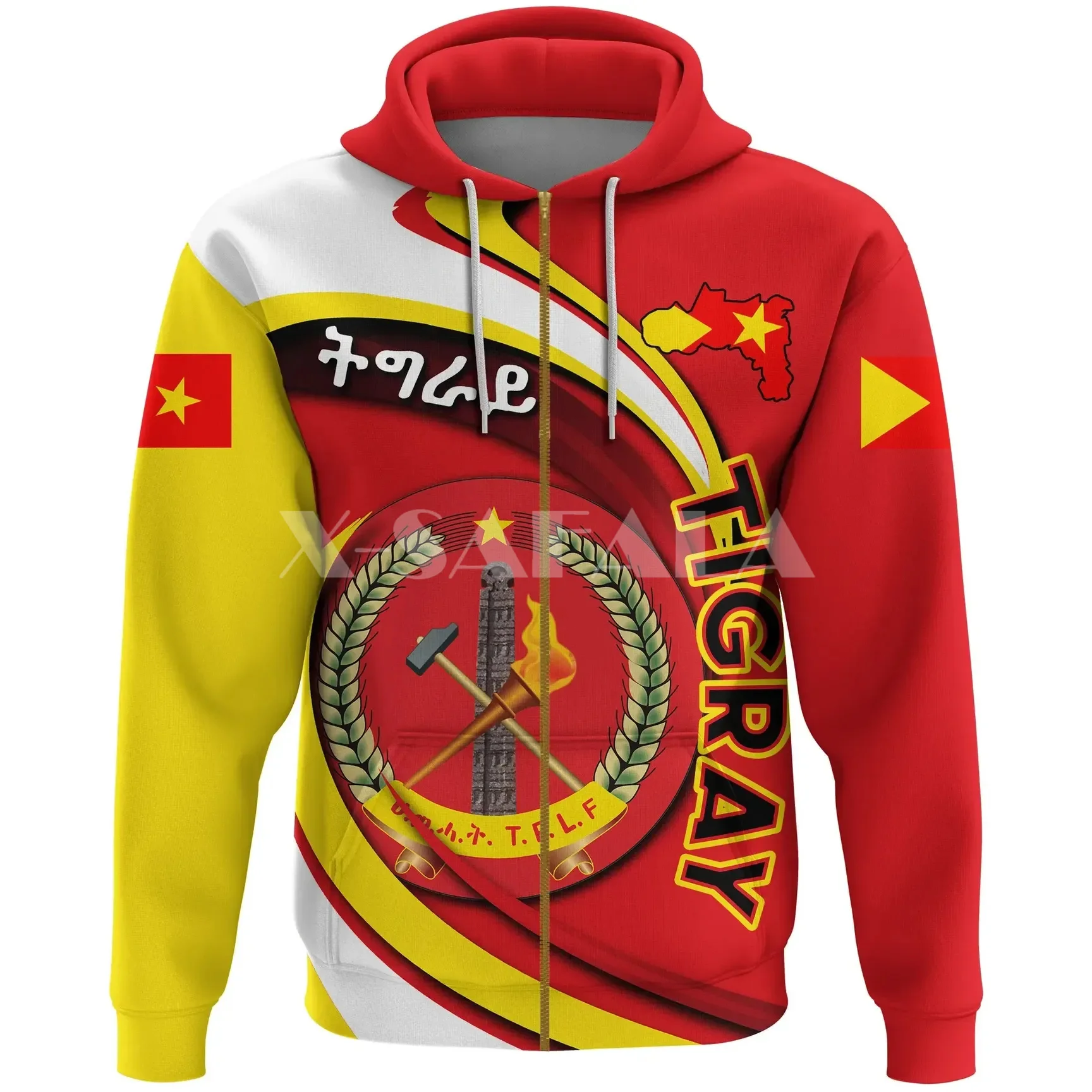 

Ethiopia Tigray Strong Africa 3D Print Zip Up Hoodie Man Female Zipper Pullover Sweatshirt Hooded Jersey Streetwear Tracksuits-3