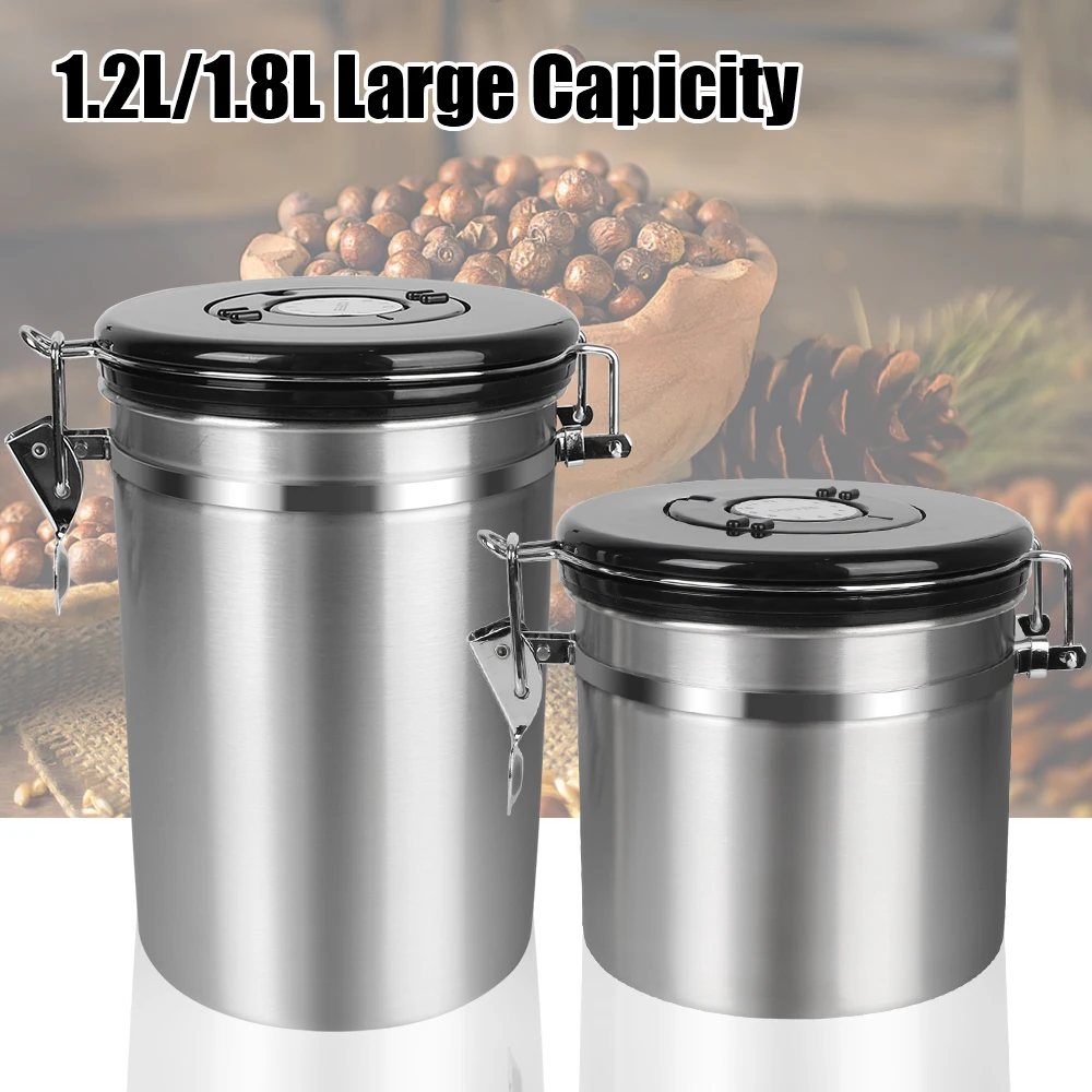 Stainless Steel For Coffee Beans Coffee Container with Co2 Valve Premium Airtight Lid Preserves Freshness Storage Canister
