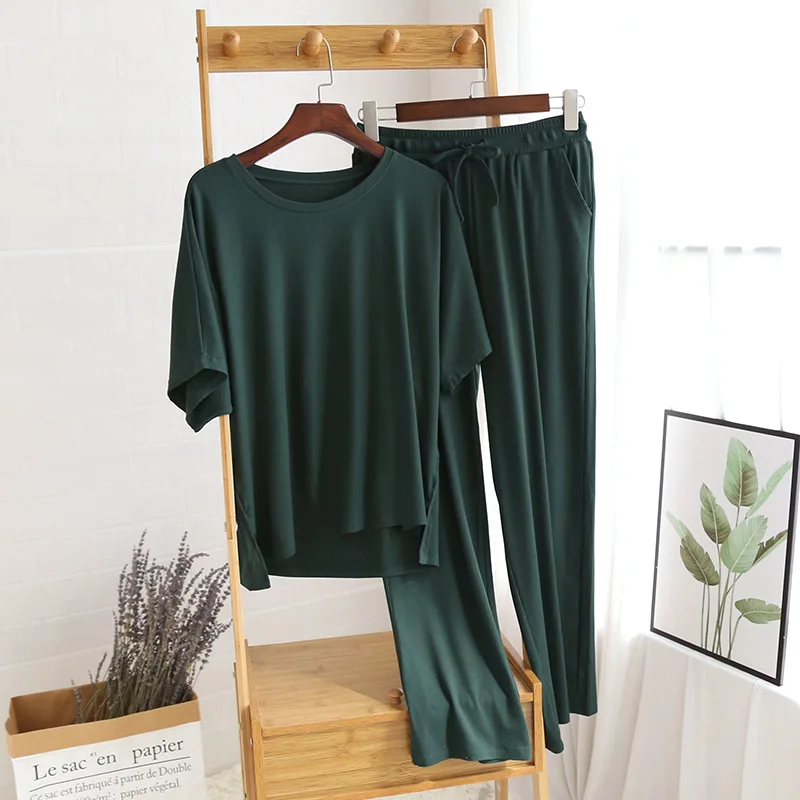 Modal Short Sleeve Trousers Tracksuit Thin Summer Leisure Can Be Worn Outside Elastic Soft Collarless Pj Sets for Women Pijamas