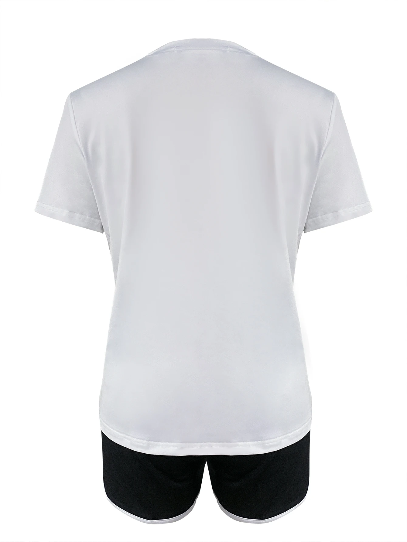 Женский летний комплект из футболки с круглым вырезом и шортов в полоску