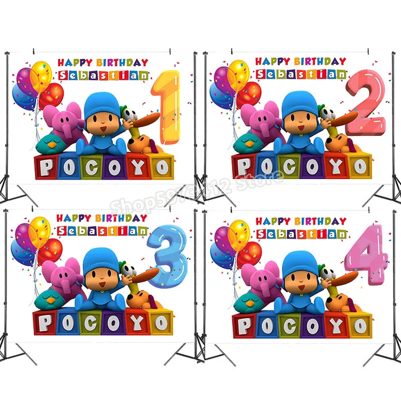 Виниловый фон для фотосъемки с изображением героев мультфильмов аниме Pocoyo