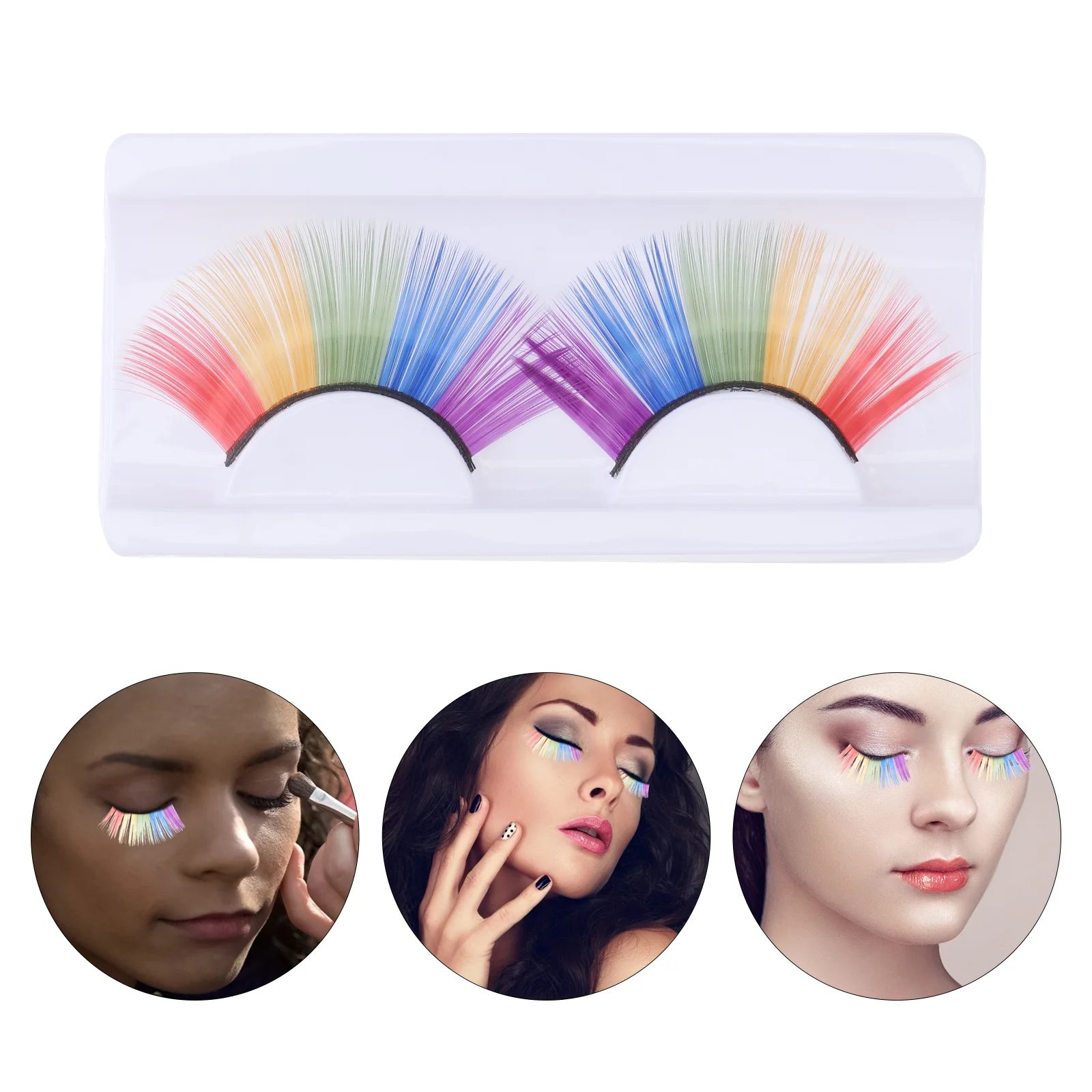 

3 Pairs Eyelashes Decorative Beautiful Colorful Eyelashes for Performance Carnival
