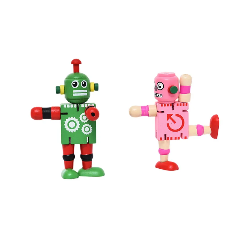

Wooden Transforming Robot Toy Adorable Action Figures Develop Cognitive and Motor Skill Stocking Fillers Stuffers