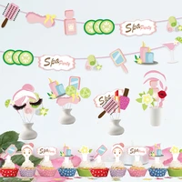 jollyboom spa theme birthday party decoration makeup cupcake topper photo props banner little princess party decoration supplies