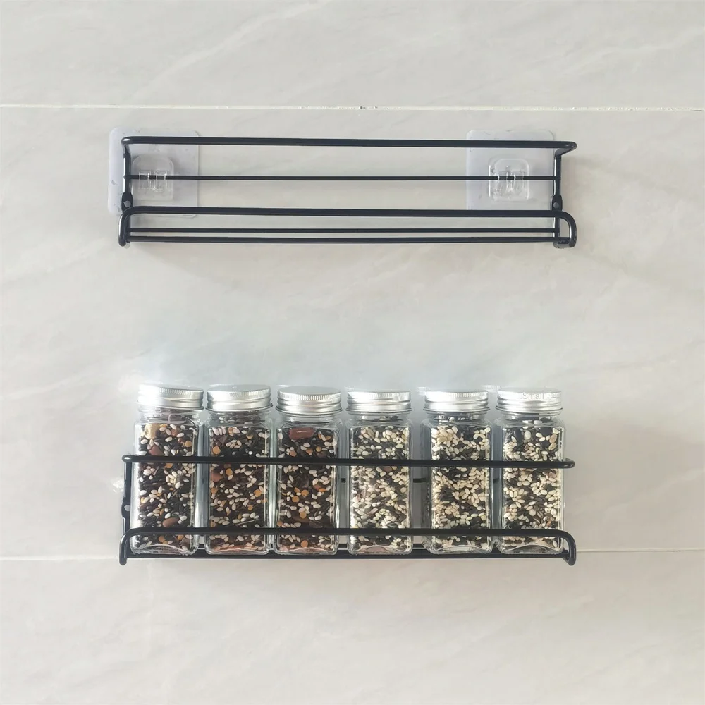 

Organizer Wall-mounted Storage Rack Condiments Rack Simple Kitchen Organizer Kitchen Accessories Set Multifunctional Metal