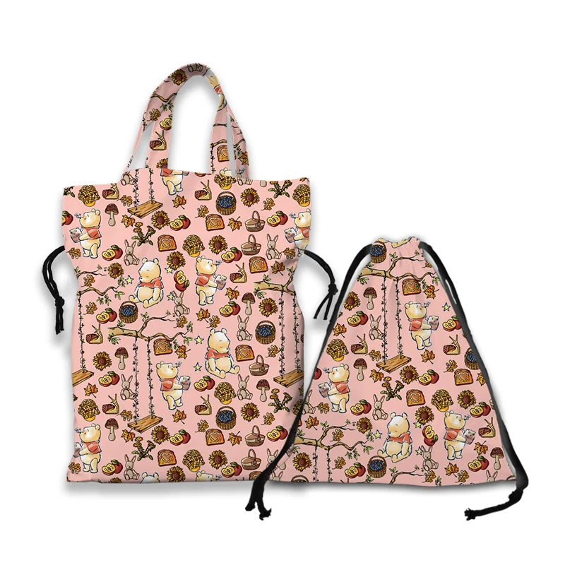 

Disney Winnie Bear D7641 Anime Shoulder Bags Customized Cartoon Drawstring Bag HandBag Casual Storage Gift