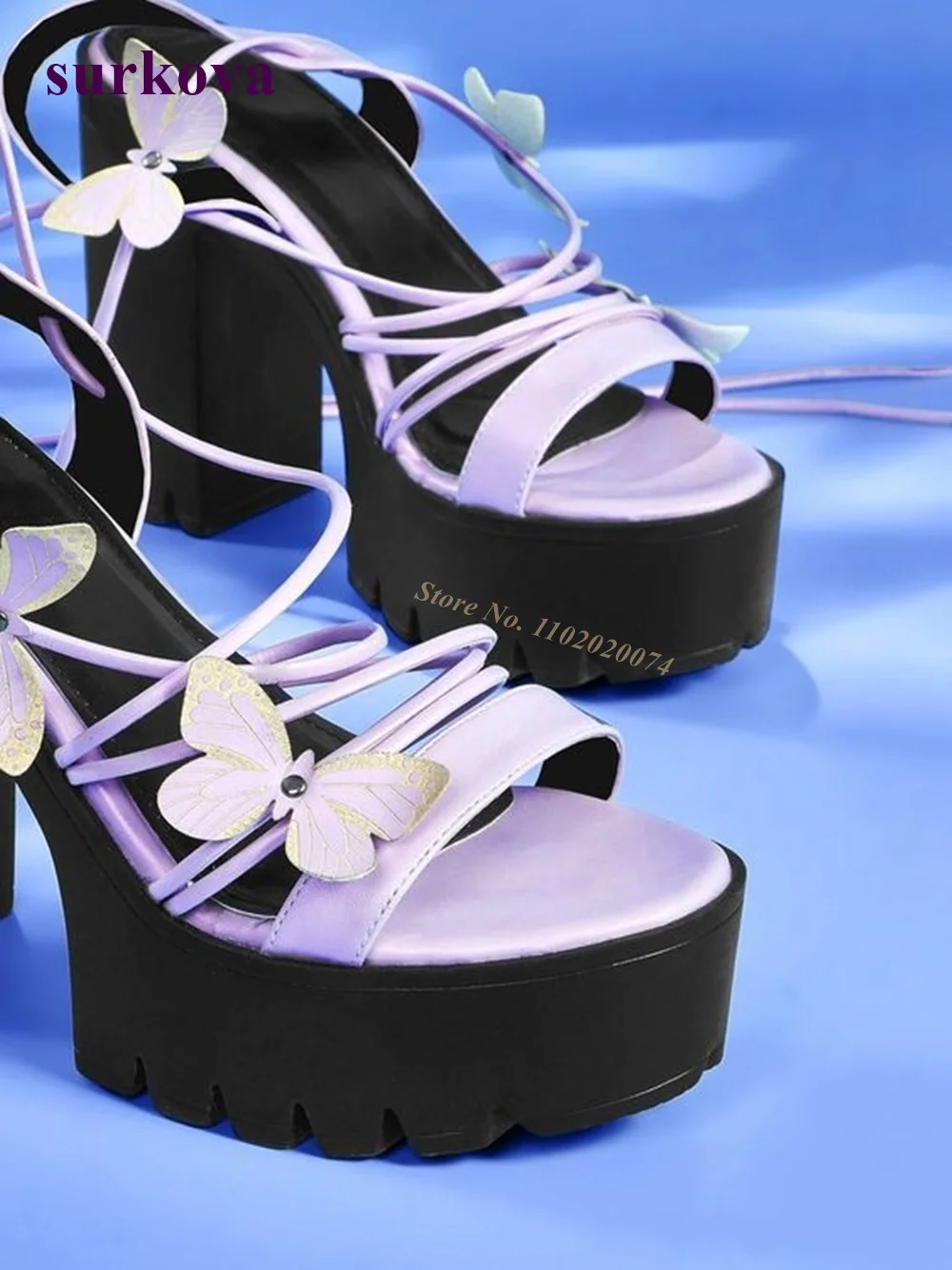 Сандалии с перекрестным ремешком-бабочкой женские босоножки на платформе