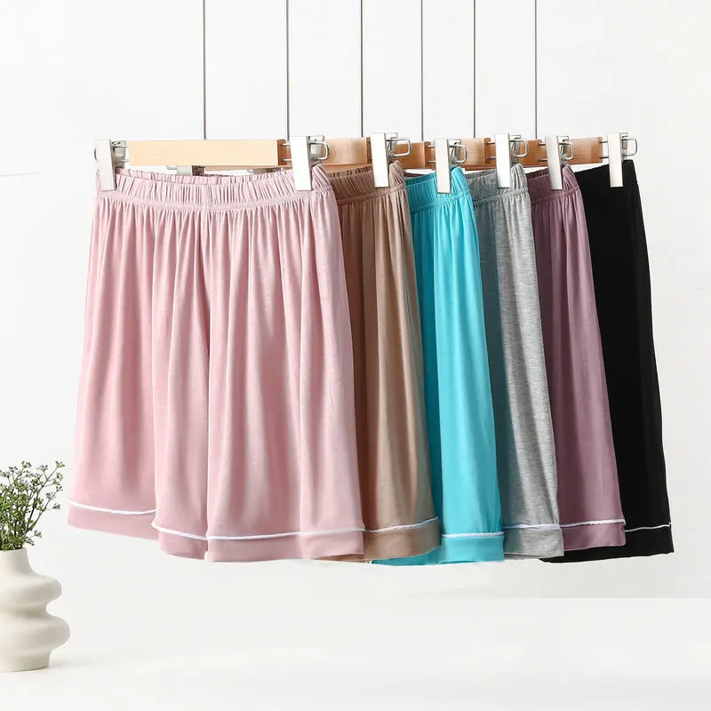

Modal Straight Leg Pajamas Shorts for Women's Summer High Waist Loose Cropped Pants Household Shorts Wide Leg Sleepwear Pants