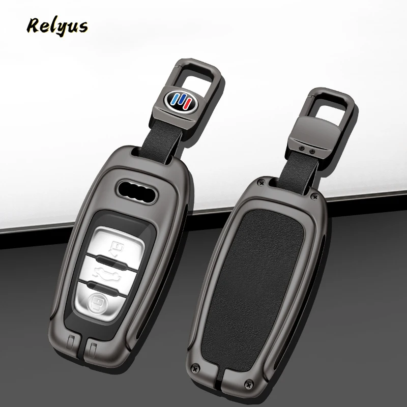 

New Metal Leather Car Smart Key Case Cover For Audi A1 A3 A4 A5 A6 A8 Q3 Q5 Q7 Quattro S4 S5 S6 S8 R8 Auto Protector Accessories
