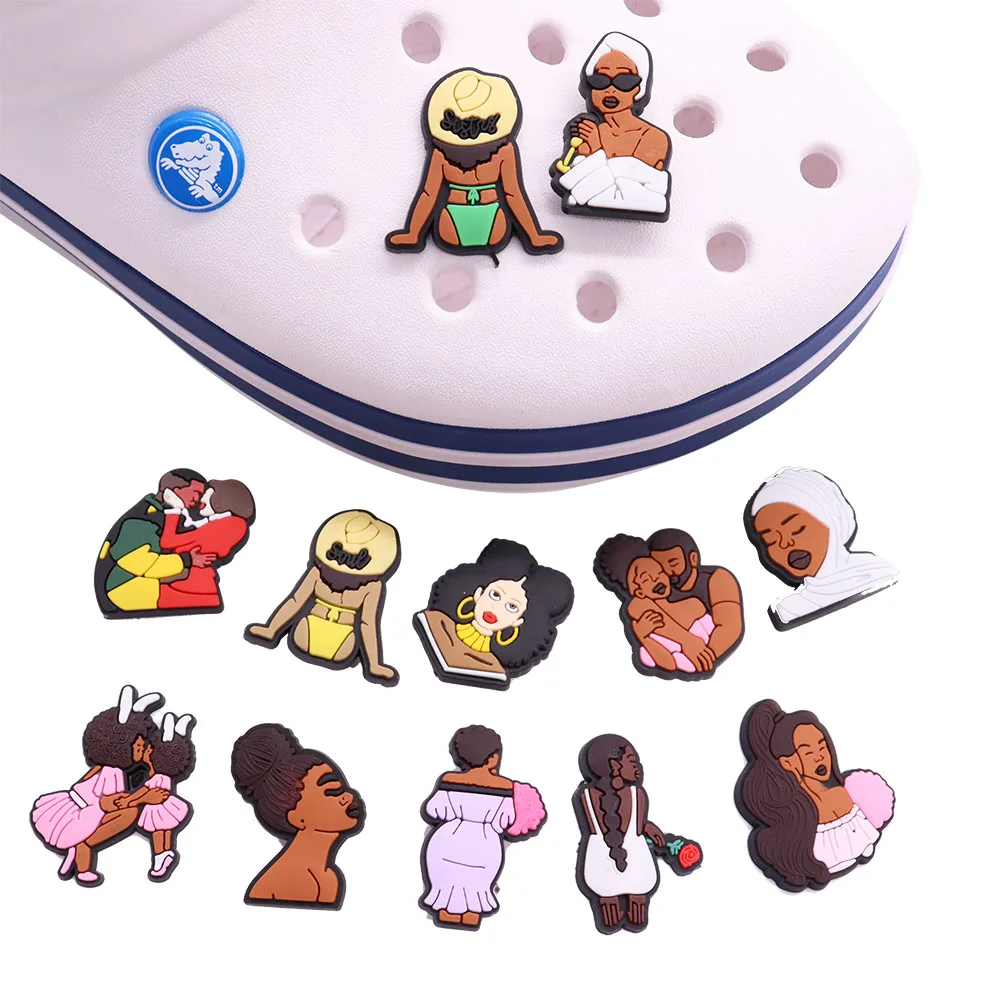 

Mix 50PCS PVC Croc Charms Black Lives Matter Women Men Girl Garden Shoes Button Accessories DIY Decorations for Bands Gift