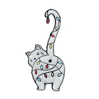 sweet christmas kitty cat brooch metal badge lapel pin jacket jeans fashion jewelry accessories gift