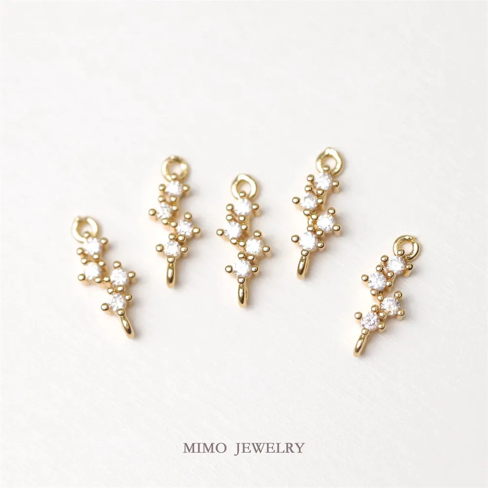 

Color Preserving Copper Plated Real Gold Micro Set Zircon Star Linked Star Long Double Ring Connection Pendant dIY Accessories
