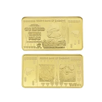 gold plated zimbabwe gold bars one hundred trillion dollars metal square gold coins commemorative collection gift
