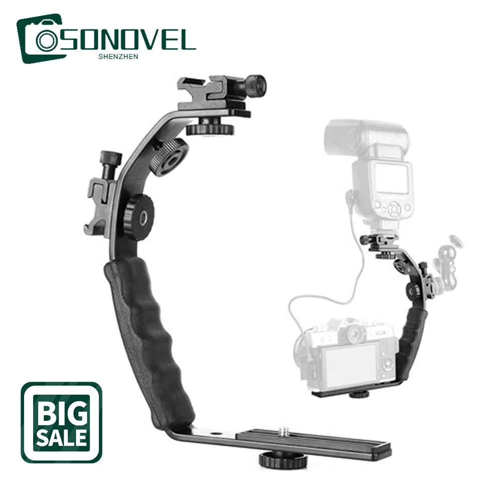 

Camera Flash L-shaped Bracket Mount Video Grip L-Bracket Double Flash Hot Shoe Bracket Accessories