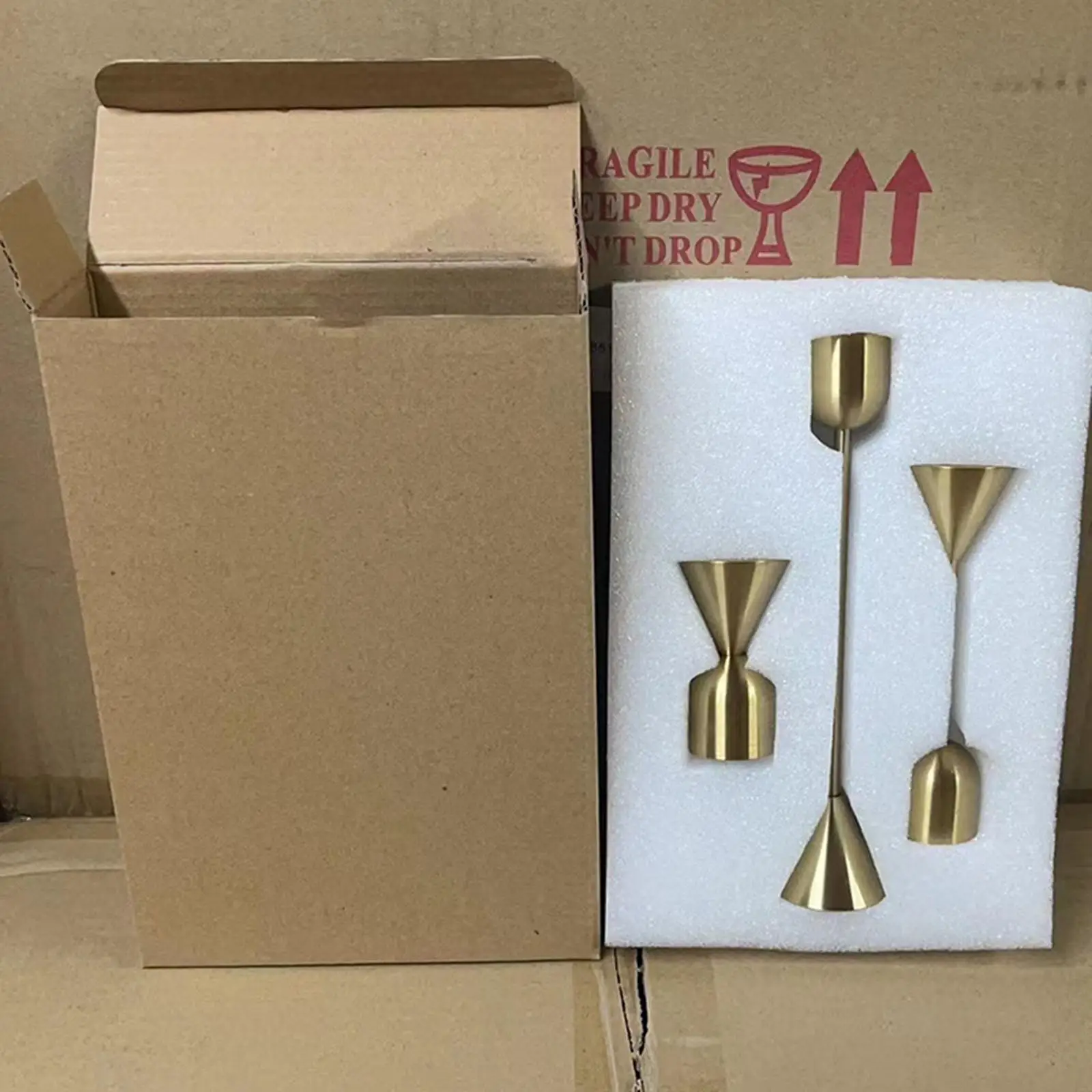 

3x Candle Holder Gold Taper Candles Candlestick for Dinning Desktop Party