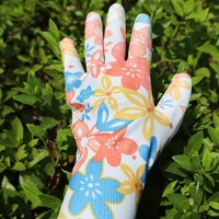 12 Pairs White Floral Garden Gardening Planting Work Durable Non-slip With Flower Printing Hand Protecter Gloves