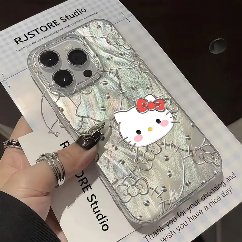 Оригинальный жесткий чехол с серебряной линией Hello Kitty для Oppo A98 A93 A92 A74 A78 A60 A57 A58 A53