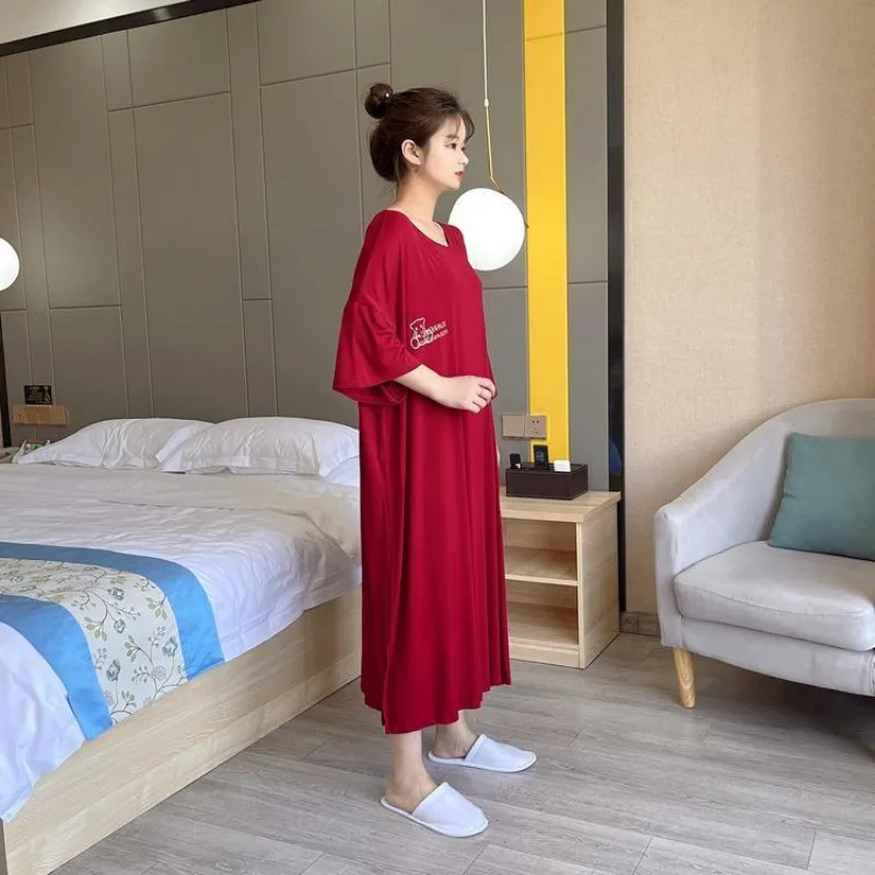 Летняя женская длинная свободная ночная рубашка 150 кг