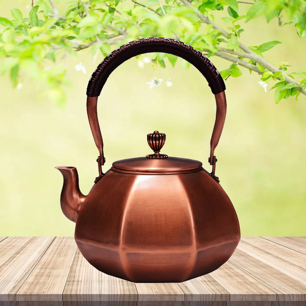 

1.2L/1.6L Copper Kettle Handmade Pure Copper Teapot Red Copper Boiling Water Kettle Kung Fu Tea Set Healthy Tea Pot