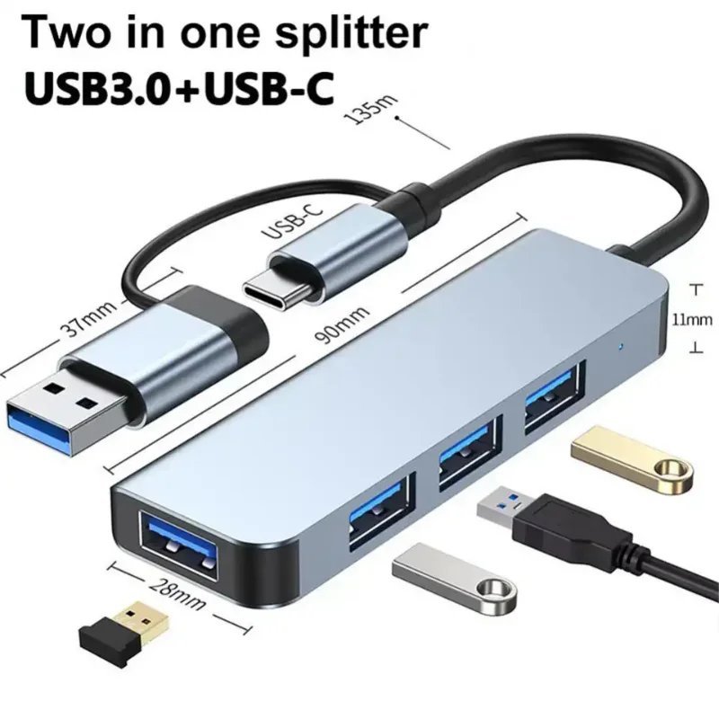 

U467 Type C HUB High Speed USB 3.0 Splitter Card Reader Multiport With SD TF Ports For Macbook Computer Accessories USB Splitter
