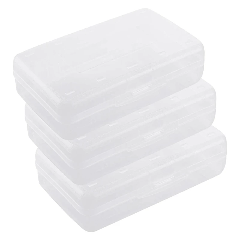 

Прозрачный пластиковый пенал с крышкой и защелкой, 3 упаковки