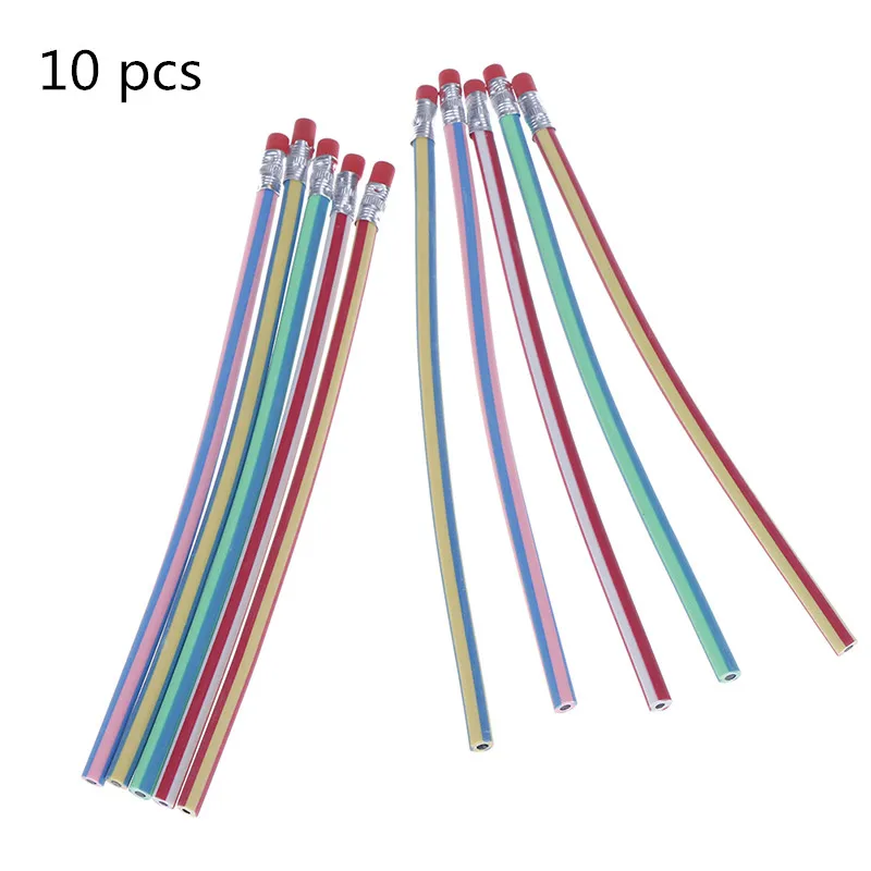 

10pcs/lot Fun Bend Soft Pencil Flexible Soft Bendy Pencil With Eraser For Student Kids Writing School Stationery