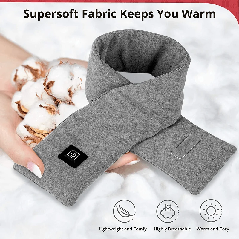 

2023 Upgraded Heating Scarf Keep warm while riding Winter USB Heated Scarf Smart Heating Solid Massage Scarf Outdoor Equipment
