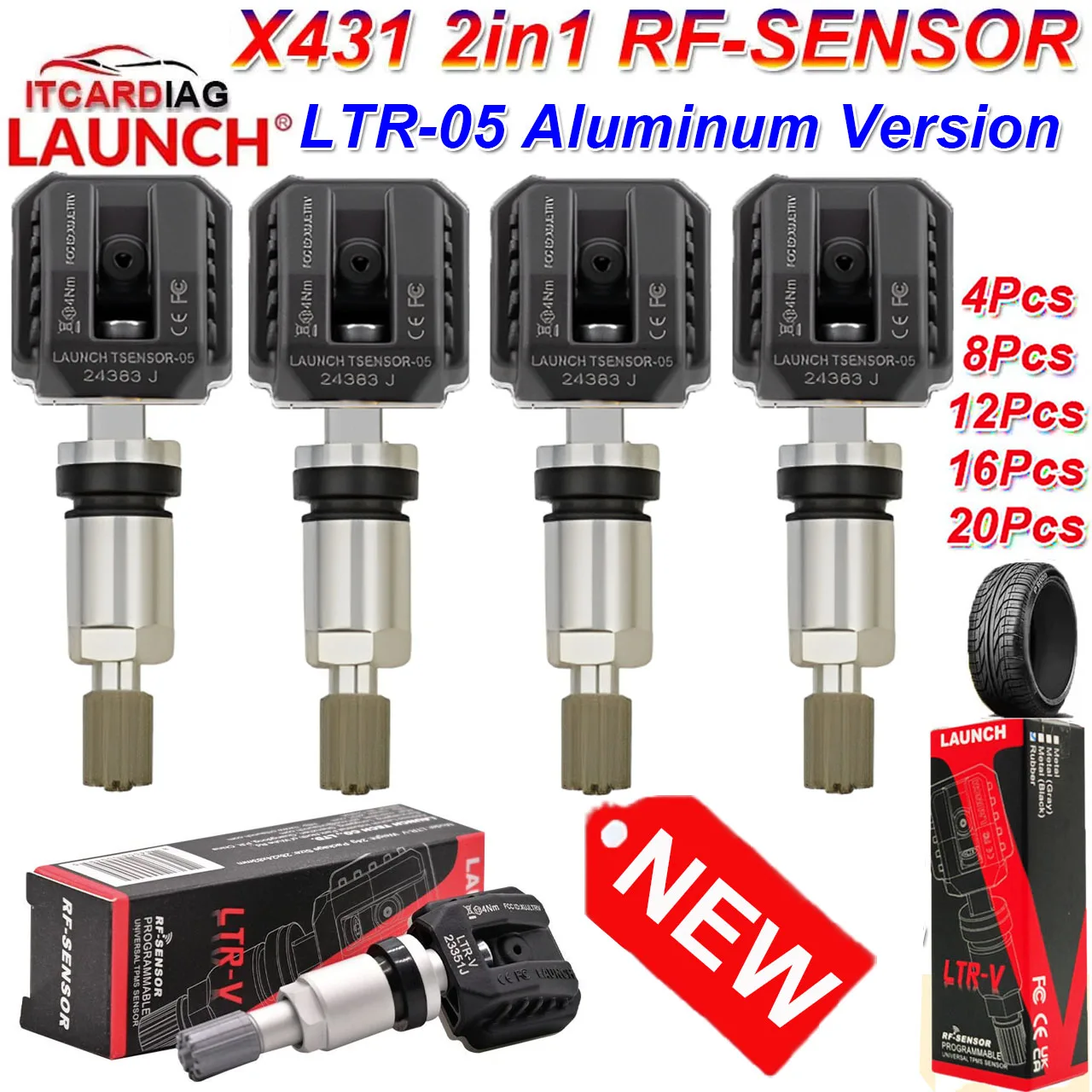 Фото LAUNCH X431 LTR-05 РЧ-датчик 2в1 315 МГц/433 МГц LTR-V Алюминиевый датчик TPMS Инструменты для ремонта шин Сканер TSGUN Тестер давления в шинах №1