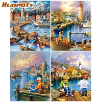 ruopoty seaside landscape diy pictures by number kits home decor painting by numbers drawing on canvas handpainted art gift