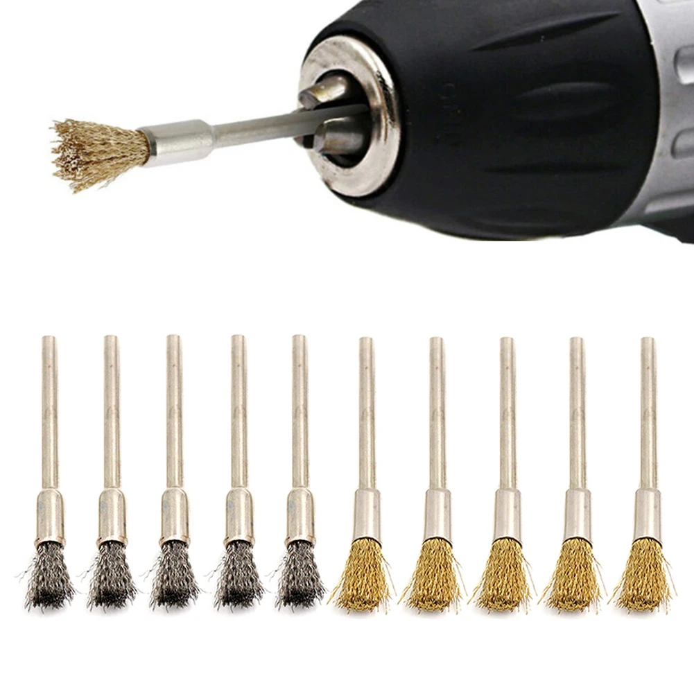 

10PCS 3×6×49mm Stainless Steel Wire Brushes Set Polishing Brush For Removing Burrs Dust Removal Rust Removal Hand Tools Parts