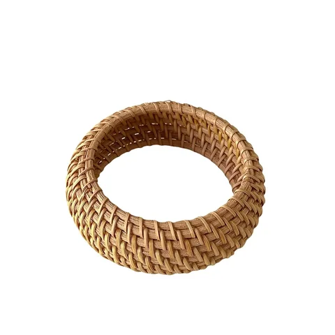 Плетеный браслет из ротанга белый/коричневый