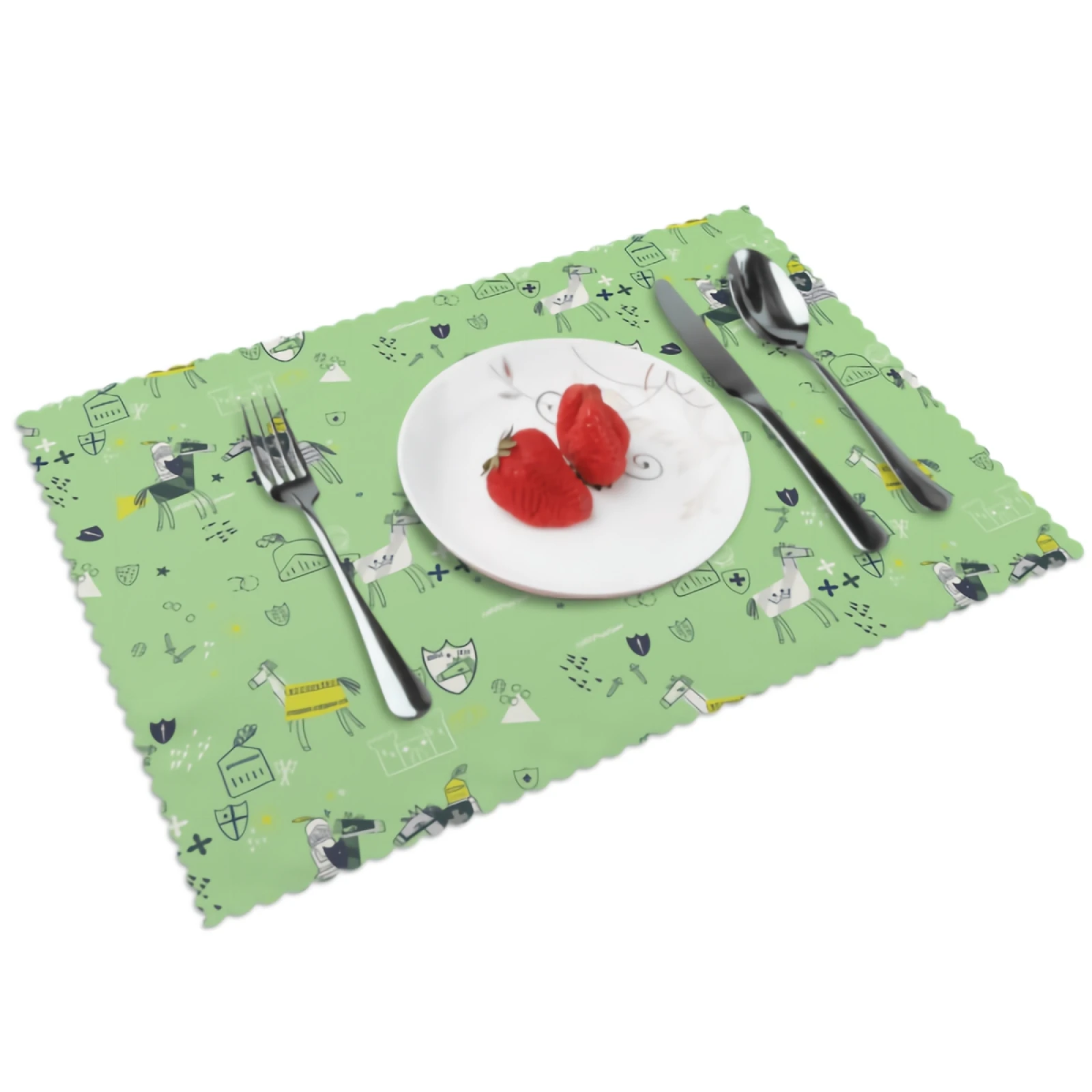 

Cartoon Soldier and Horse Placemats Funny Animal Placemat Set of 4 Heat-Resisting Non Slip Table Mats Polyeste Place Mats