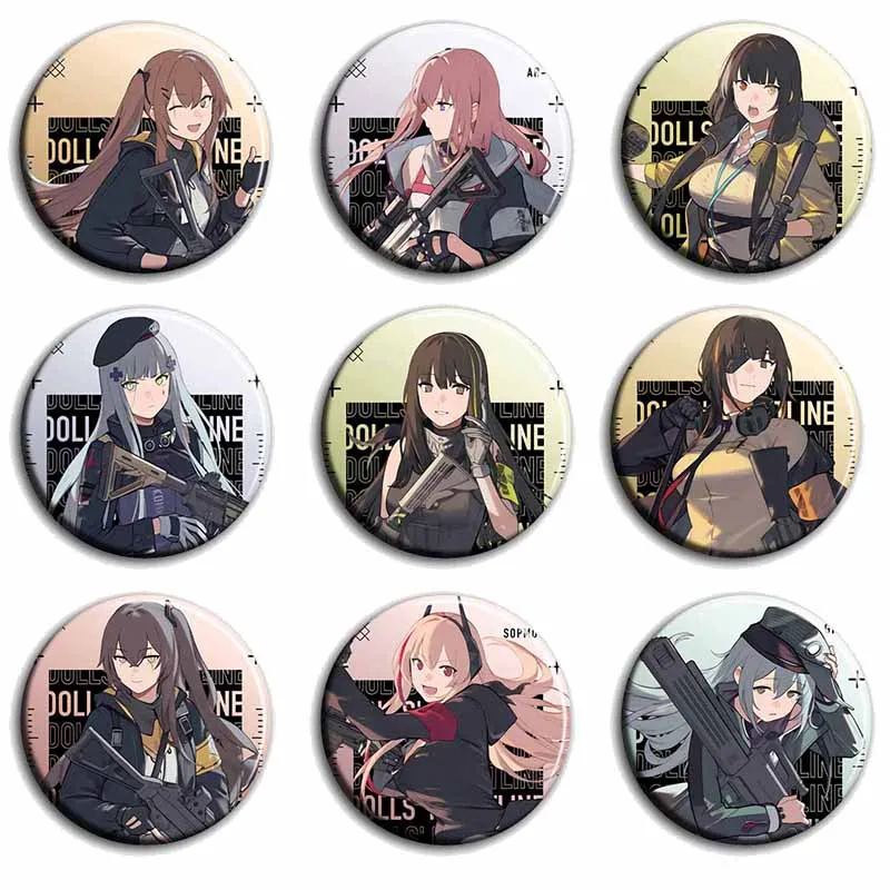 

9pcs/1lot Anime Girls Frontline Figure Badges Round Brooch Pin Gifts Kids Toy 3581