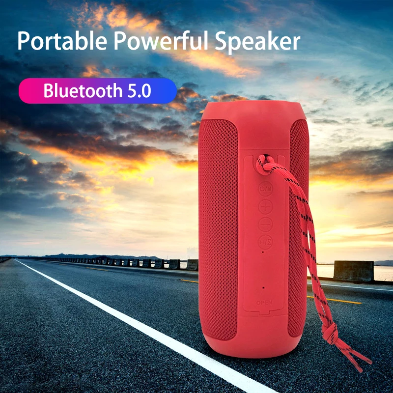 

TWS Bluetooth Speaker Portable Wireless Column Waterproof Monotone Horn Bass Subwoofer Support FM AUX TF USB