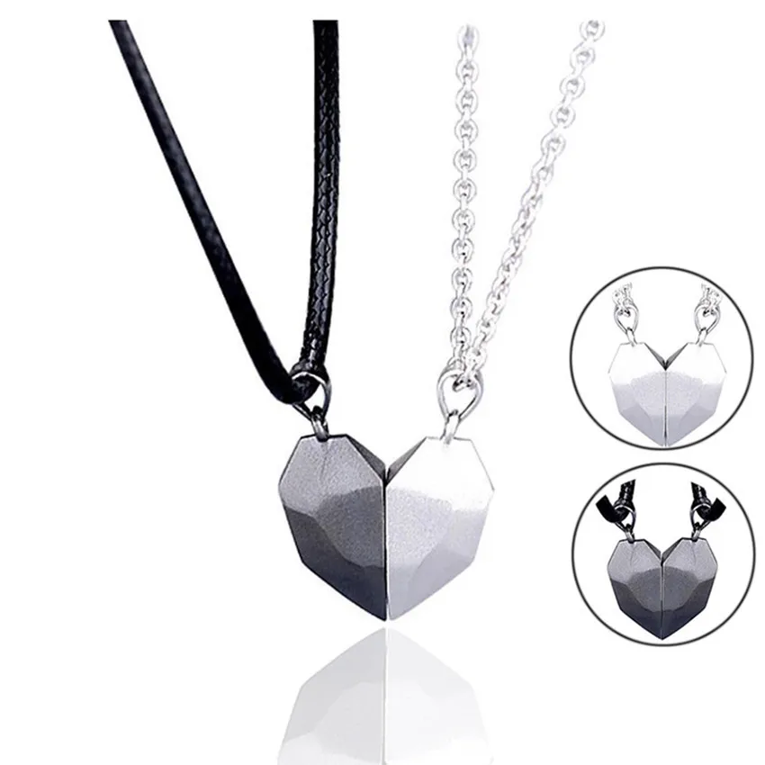 2Pcs Heart Necklaces For Women Couple Necklace Magnetic Attracting Wishing Stone Couples Stitching |