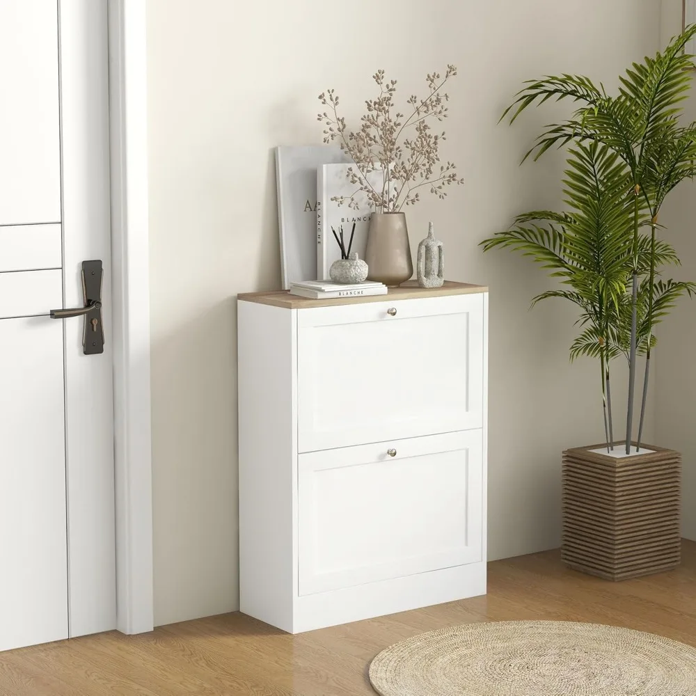 Тонкий шкаф для обуви прихожей современный скрытый хранения с 2 откидными