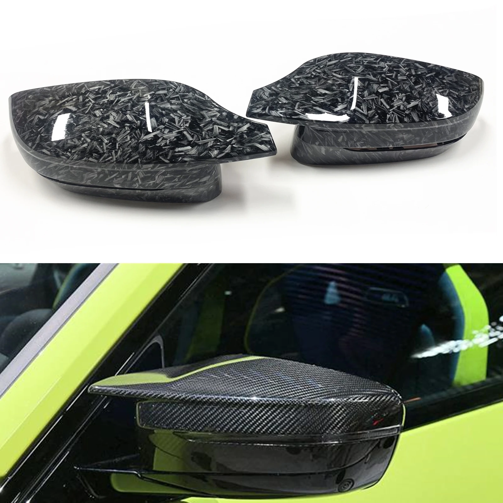 

Mirror Cover For BMW 3 Series G20 G21 G28 G30 2019-2021 Forged Carbon Fiber Look Exterior Rear View Case Shell Cap Replacement