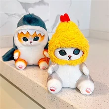Kawaii Shark Cat Plush Toys 15cm Small Cute Stuffed Animal Doll Soft Toy Keychain Room Car Ornaments Backpack Bag Pendant 