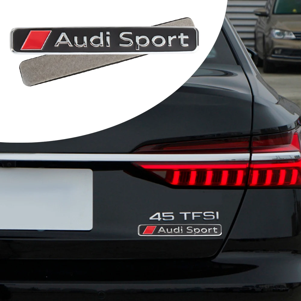 Фото Наклейка-эмблема Audi Sport для автомобиля, 1 шт., аксессуар для авто, центральная накладка для Audi A3 8P B8 RS A6 C7 8V B9 B7 A5 Q5 C5 C8 8L Q7 №2