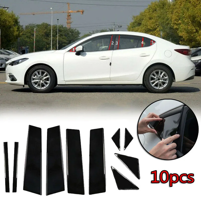 

10pcs Car Door Window Trim Decals Panel Edge Frame Decoration For Mazdaa 3 Axela 2014-2017
