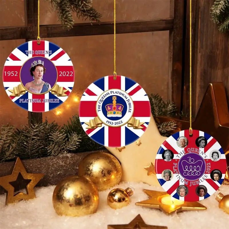 

Queen Elizabeth II Platinum Jubilee Pendant 1952-2022 Her Majesty Queen Wooden Hanging Ornament Party Favor Decor Remembrance