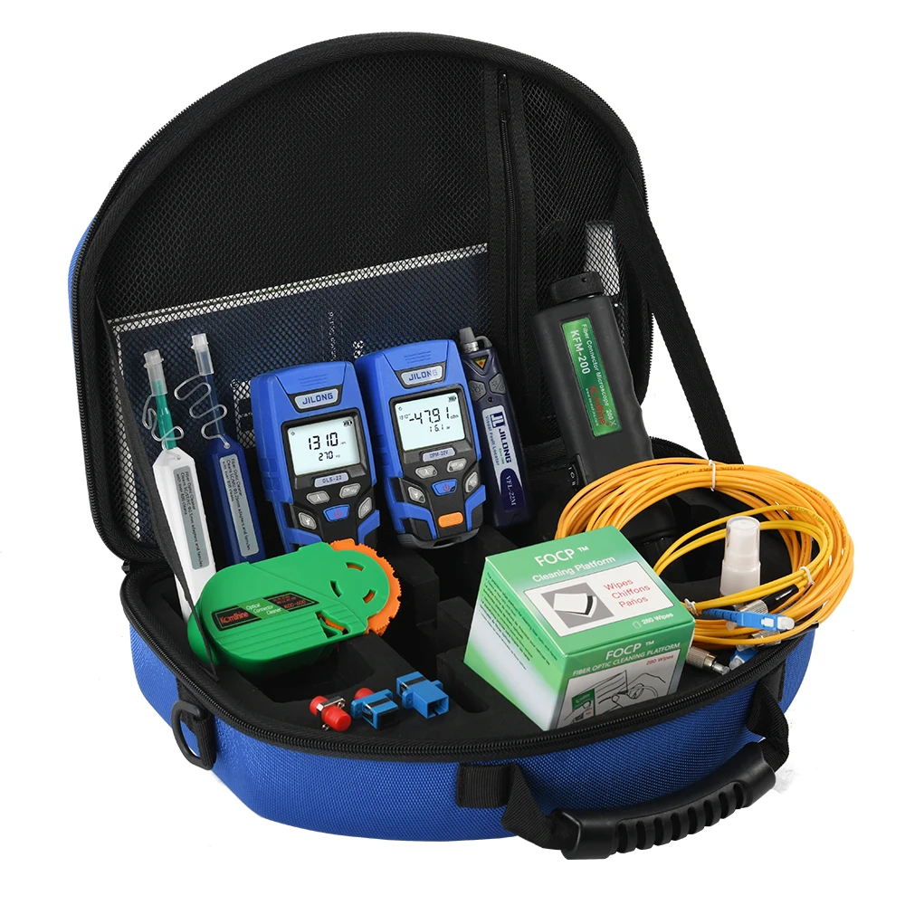 High End FTTH Optical Fiber Tool Kit Include Optical Power Meter , Optical Light source, VFL, Cleaning item, Fiber Microscope