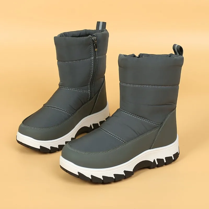 

Женские ботинки на танкетке, плюшевые удобные ботинки средней длины на толстой подошве, с цветной молнией сбоку, зима 2023