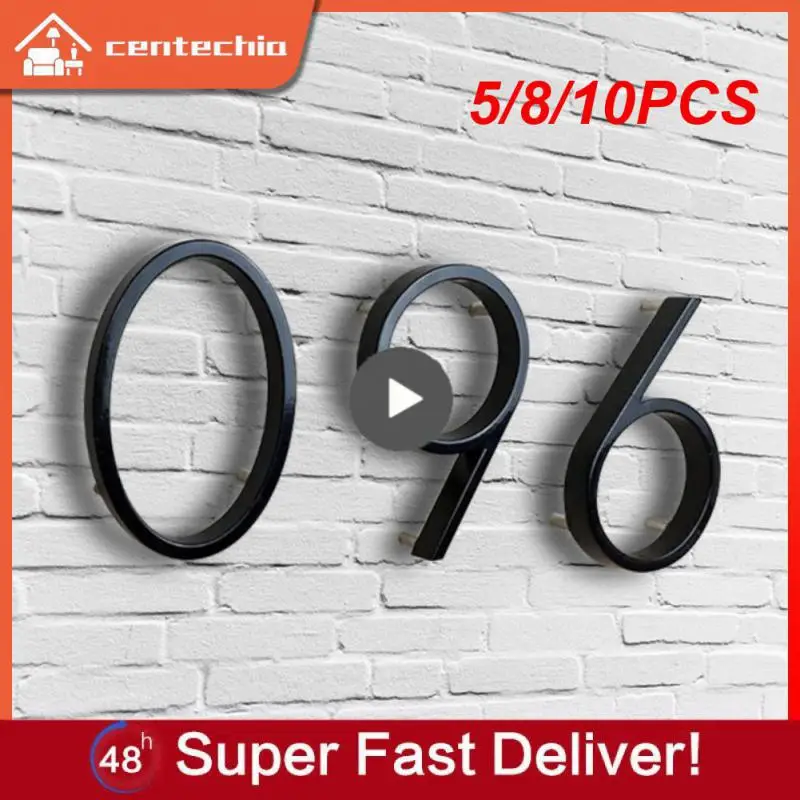 

5/8/10PCS Zinc Alloy Numbers Address Plaque Sign Address Door Label Number Address House Door Sign House Drawer Sign Black 125mm