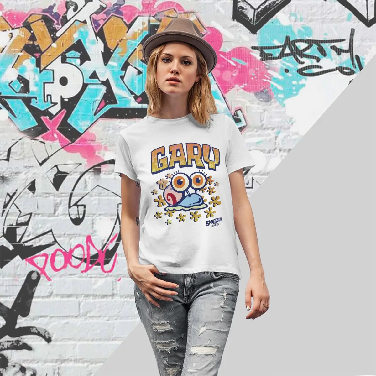 Уличная футболка Губка Боб хлопковые футболки The Run Baby Gary модная для женщин лидер