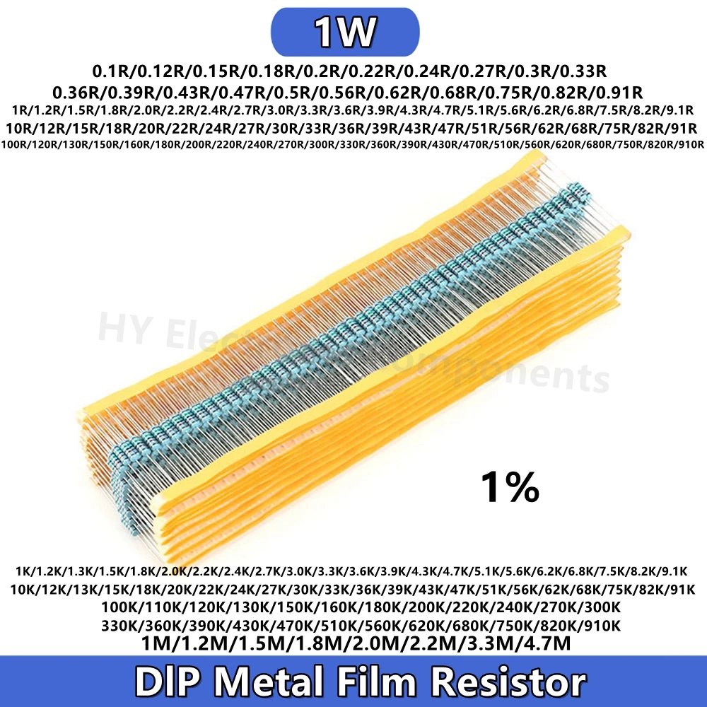 50 шт. 1W 1% 0.12 0.18 0.2 K 1.5 3.9 4.7 6.8 7.5 68R 75 82 91R 100 110 120 130 150R 680 200 220 240 270R 300 330R 360 390 820 470 Ω OHM DIP