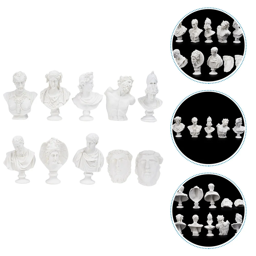 

10 Pcs Desktop Decor Greek David Figurine Character Statue Decoration Fine Greek Statue Resin Greek Head Figurine Statue Office