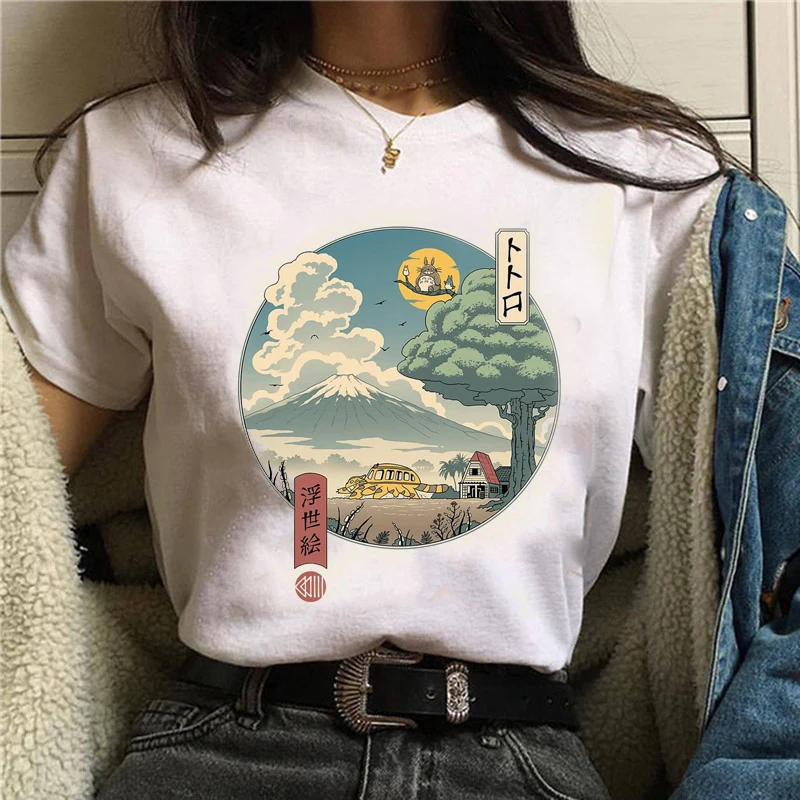 

Totoro Studio Ghibli Cute Anime T Shirt Women Harajuku Miyazaki Hayao Kawaii T-shirt Graphic 90s Tshirt Fashion Top Tees Female