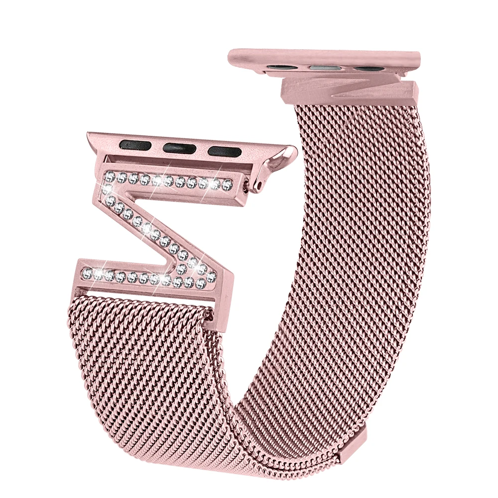 Stainless Steel Milanese Loop Strap For Apple Watch Ultra 8 7 6 5 4 Bling Z Style Diamond Mesh Metal Bracelet Band Mother's Day